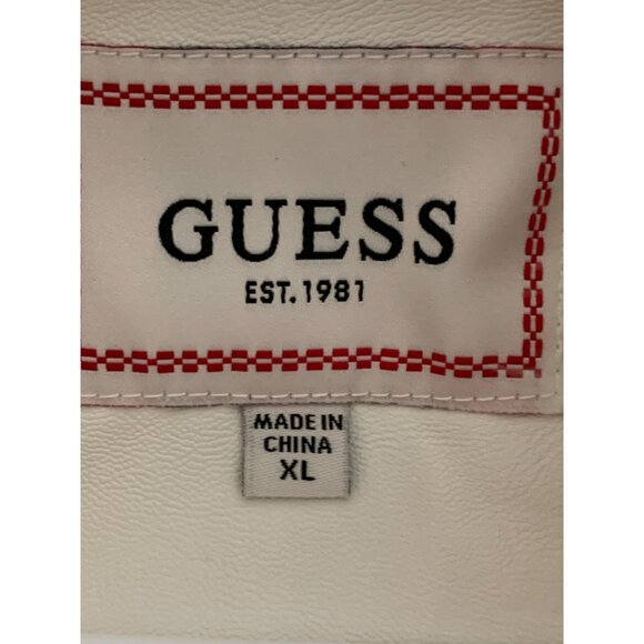 Guess Womens Cream Faux Fur & Leather Asymmetric Zip Vest XL 10009 - Picture 6 of 12